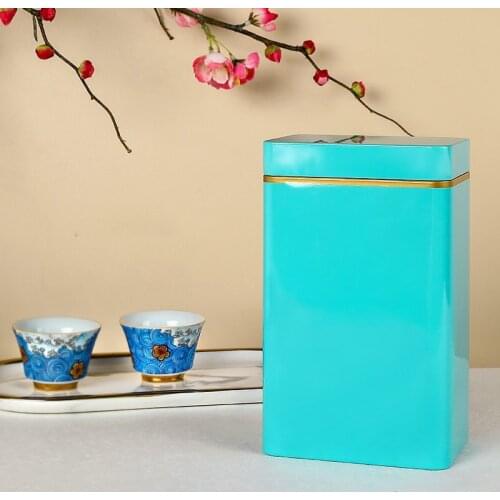 Custom logo smell proof container tea bag storage tin box Chinese tea canister coffee cookie stash accessories caddy tea storage