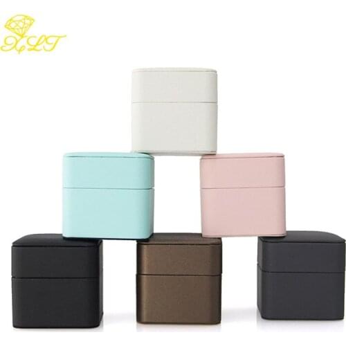 High-grade PU Leather LED Light Magnifier Ring Box Creative Proposal Valentines Day Jewelry Display Box For Diamond Organizer