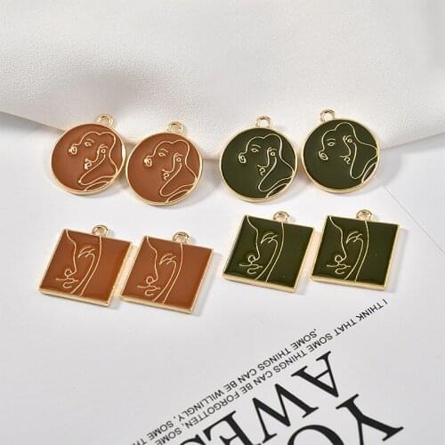 Min order 40pcs/lot Geometric round/square shape alloy drop oil charms diy jewelry earrings/bracelet accessory