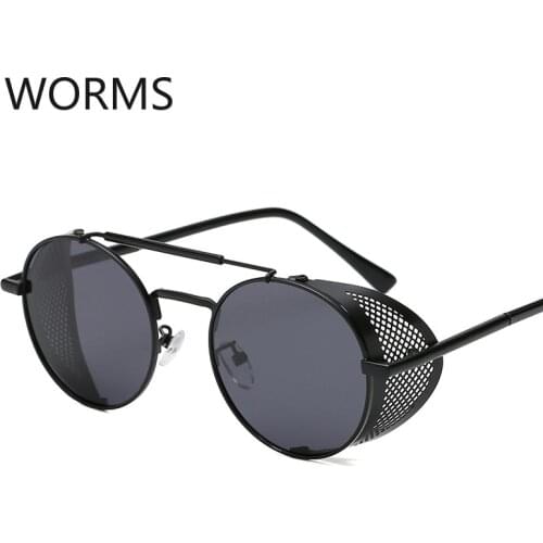 Fashion Steampunk Sunglasses Womens personality color film Sunglasses round metal hollow Sunglasses men glasses