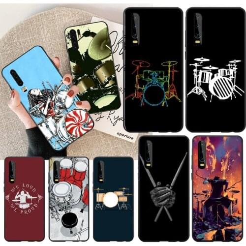 PENGHUWAN Musical Instrument Drum Drawing Soft black Phone Case for Huawei Honor 20 10 9 8 8x 8c 9x 7c 7a Lite view
