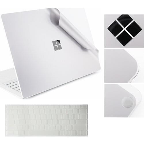 For Microsoft Surface Laptop Body Decal with Protective TPU Keyboard Skin Precise Fit Cover Laptop Sticker Full Protector Silver