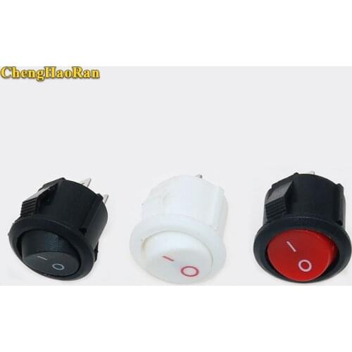 ChengHaoRan KCD1-2 16mm Diameter Small Round Boat Rocker Switch 3A 250V AC / 6A 125V AC 2 Pin ON-OFF Rocker Switch