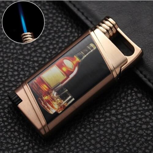 Unusual Fashion pattern Butane inflatable gas Cigarette lighter Portable jet Turbo torch flame 1 Random cheap Smoking accessorie