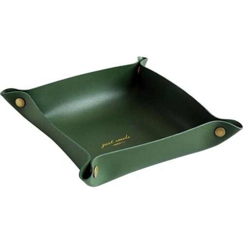 Nordic Double-Sided Leather Folding Storage Tray Desktop Porch Finishing Box Key Jewelry Remote Control Storage Box