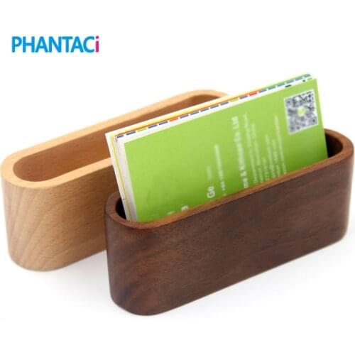 New Vintage Style Office Solid Wood Name Card Holder Creative Wooden Business Card Case Note Pad Seat Gift Supplies