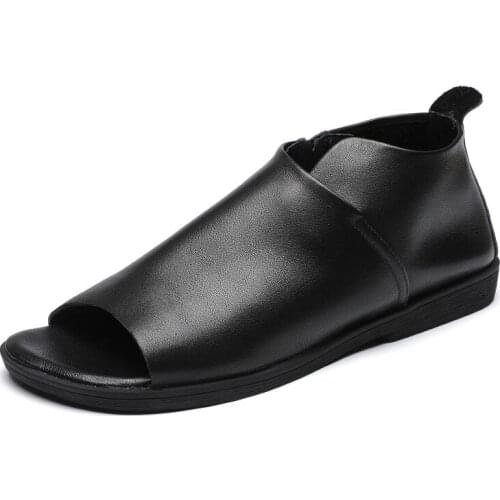 2021 New Luxury Women Genuine Leather Sandals Summer Slip on Flat Gladiator Sandals Women Handmade Retro Open Toe Platform Shoes