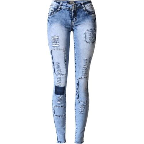 Spring Autumn fashion personality Slim stretch jeans for women 2021 hole slimming casual feet denim pant casual jeans femme K196