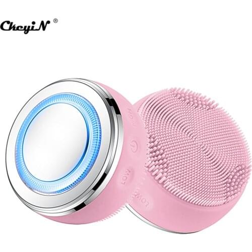 CkeyiN 4 Modes Facial Therapy Face Massager Cleansing Brush Skin Care Tool Face Lifting Tighten for Lady Beauty with LED Light