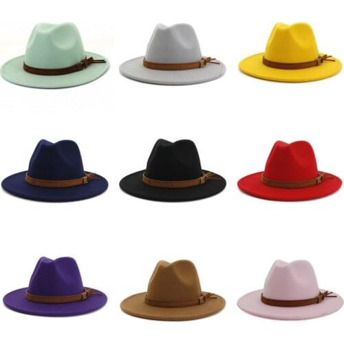 British Style Woolen Jazz Hat Unisex Big Brim Hat Mens Fashion Cap Adjustable Size Wool Felt Hats Fascinator Hats