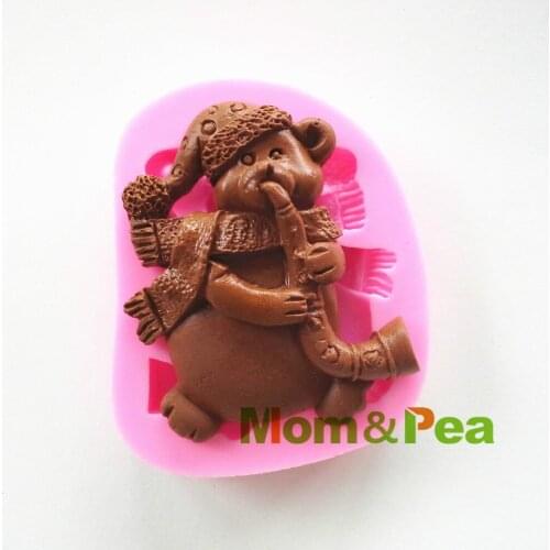 Mom&Pea 0440 Free Shipping Snowman Noel Silicone Mold Cake Decoration Fondant Cake 3D Mold Food Grade DIY Silicone Mould