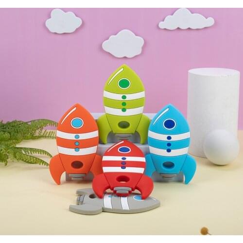Sunrony 1Pcs Cartoons Rocket Silicone Teether for Baby Chew Nursing Pacifier Teething Toys