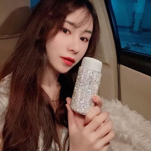 Sparkling thermos kettle 304 stainless steel vacuum flask Mug diamond thermos outdoor portable lovely water bottle Girl Gift