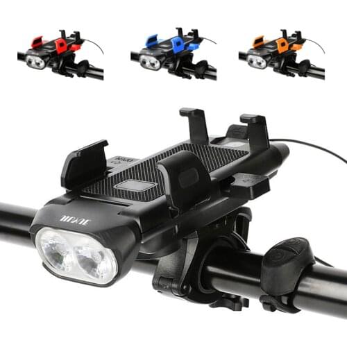 4 In 1 Bicycle Front Light USB Chargeable Phone Holder Bike Horn Cycling Flashlight MTB Power Bank T6 Headlight Bike Accessories