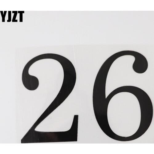 YJZT 9.8CM×10CM Fashion Black/Silver 26 Numbers Decal Car Stickers Visible Motorcycle 13D-0805