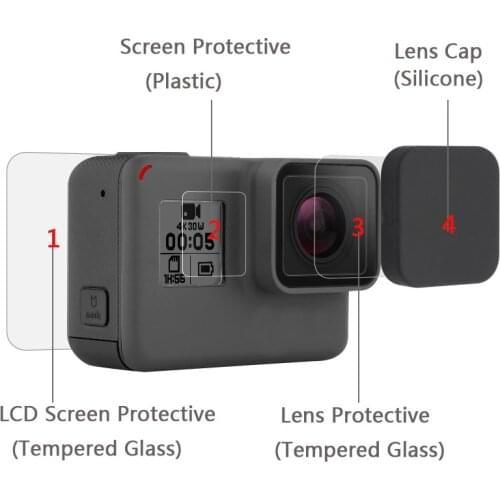 Tempered Glass Screen Protector Cover Case For Gopro Hero 5 6 7 black Gopro Len LCD Protective Film action camera acccessories
