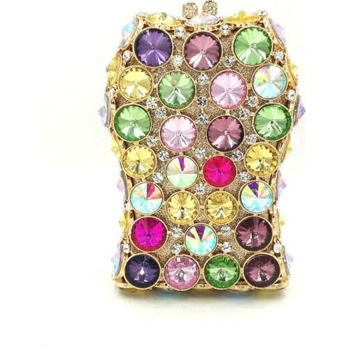 Women evening party handbag diamonds elegant purses luxury clutches bridal wedding party candy color dots crystal purses bag