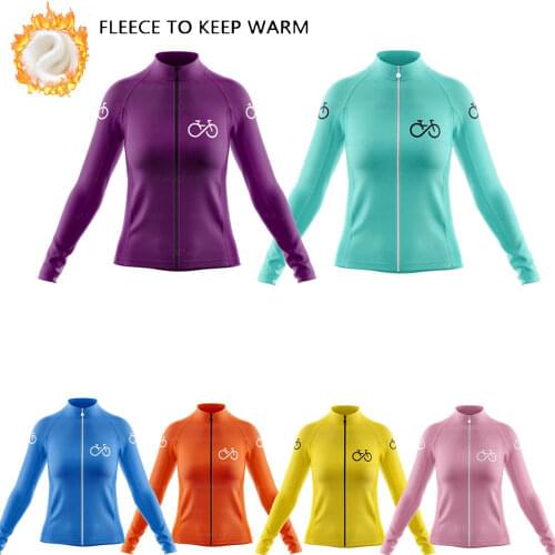 Women Winter Fleece Cycling Jerseys 2021 Winter Outdoor Road MTB Riding Bicycle Cycling Clothing Keep Warm Mountain Bike Shirts