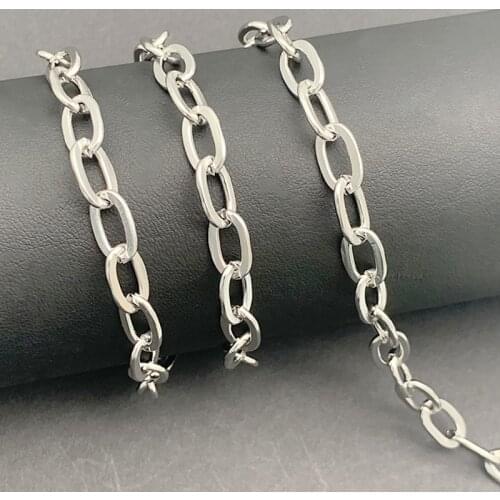 1 meter 7.2mm Stainless Steel Flat Chain Necklace Tail Chains Pendant For DIY Jewelry Making Material Handmade Bracelet Supplies