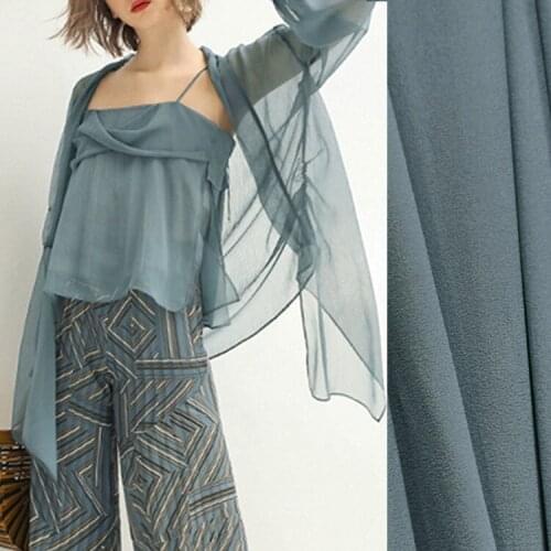 1 Meter Silk Georgette Haze Blue 138 Wide And 10 Mm Thick, Thin And Smooth