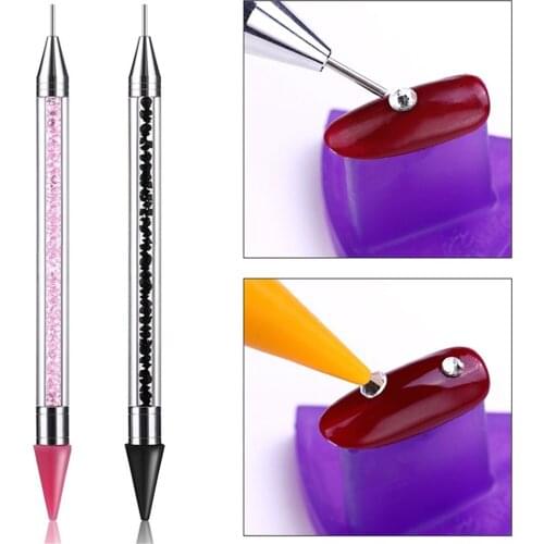 1 Piece Dual-ended Nail Dotting Pen Crystal Beads Handle Rhinestone Studs Picker Wax Pencil Manicure Acrylic Handle Nail Tools