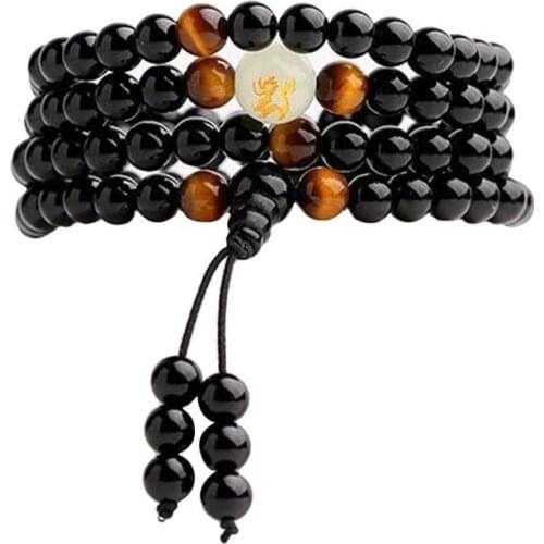 1PC Natural Stone Black Obsidian Magnetic Therapy Bracelet Weight Loss Unisex Slimmy Health Care Bracelet