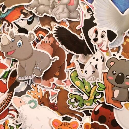 10/50PCS Pack Cute Animal Cartoon Stickers Skateboard Travel Suitcase Guitar Laptop Phone Kids Toy PVC Decal Stickers