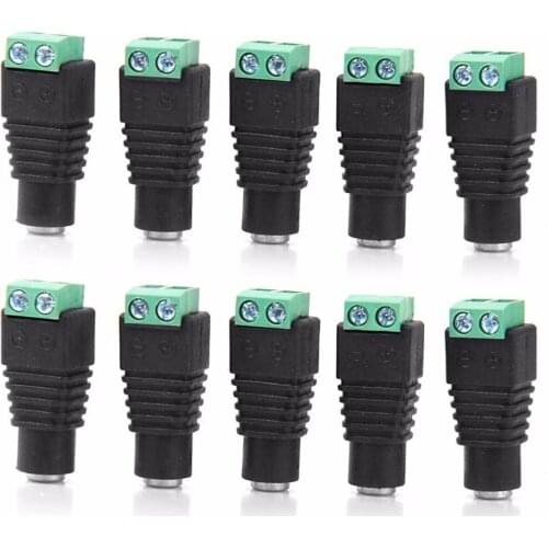 10Pcs 5.5mm x 2.1mm DC Power Female Connector DC Jack Cable Adapter Plug for CCTV Camera use, LED Strips