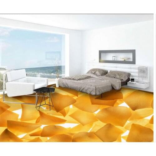 3D wallpaper 3d floor murals PVC self-adhesive 3D floor Fashion golden sunflowers Home Decoration PVC waterproof floor