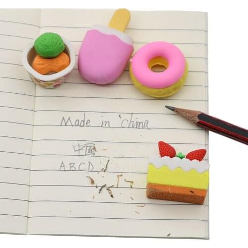 4pcs/set Cake Dessert Donut Rubber Soft Rubber Art Painting Design Stationery Children Gifts Office Writing Supplies