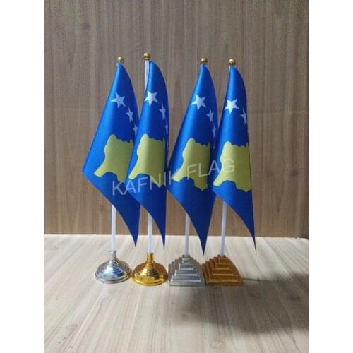 KAFNIK,5/10pcs a lot Kosovo table desk flag banner 14*21cm flag /Plastic flags or suction cups for your choice free shipping