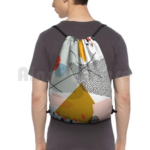 A Collage Beginning With F / / Abstract Retro Backpack Drawstring Bags Gym Bag Waterproof Mid Century Modern Graphic