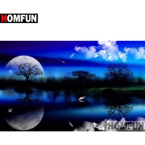 HOMFUN Full Square/Round Drill 5D DIY Diamond Painting "Tree moon" Embroidery Cross Stitch 5D Home Decor Gift A16181