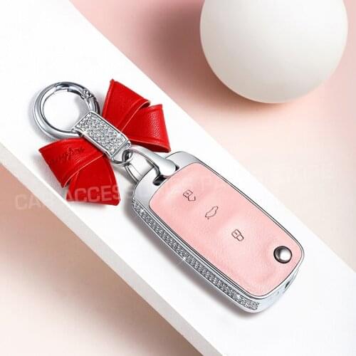 Diamond Car Key Case Cover For Volkswagen POLO Bora Beetle Tiguan Passat B5 B6 Golf 6 MK5 MK6 Eos TSI Lady Christmas Gift