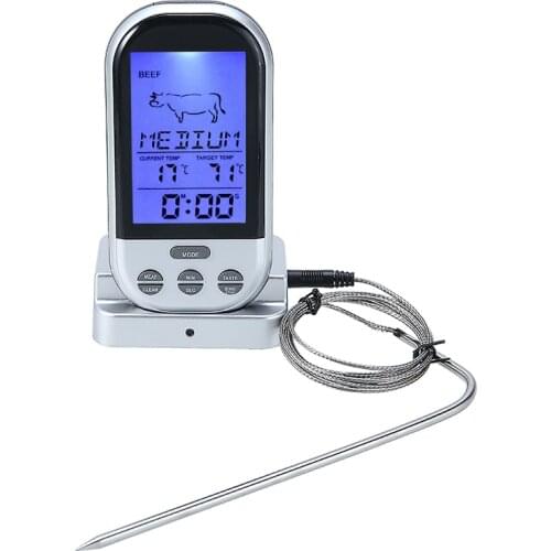 Wireless LCD Digital Food Meat Oven BBQ Grill Thermometer Remote Set Probe Household Temperature Instruments