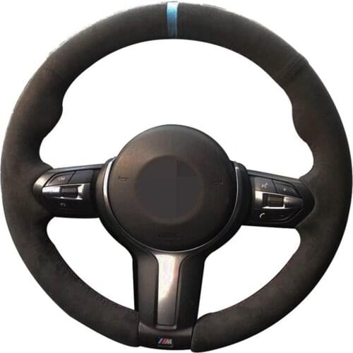 Car Steering Wheel Cover Soft Black Genuine Leather Suede For BMW F87 M2 F80 M3 F82 M4 M5 F12 F13 M6 F85 X5 M F86 X6 M F33 F30