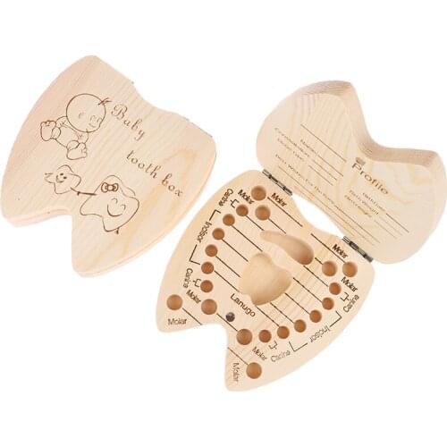 1pc Wood Baby Girl Boy Tooth Organizer Boxes Save Deciduous Teeth Storage Keepsakes Collecting Baby Gift