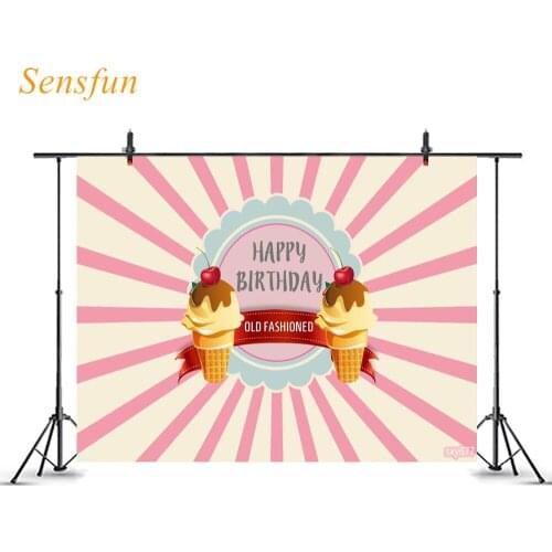 LEVOO Photography Backdrop Ice Cream Birthday Party Old Fashioned Photocall Photo Background Photo Studio Shoot Prop Photozone