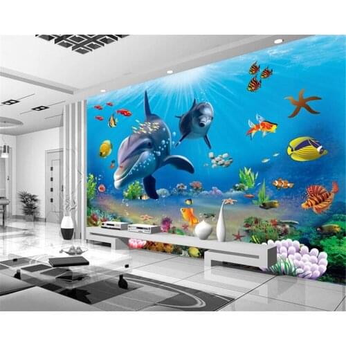 Beibehang Custom photo wallpaper 3D stereo underwater world of marine fish childrens room TV background 3d mural wallpaper