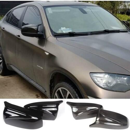 A Pair Carbon Fiber/ABS Mirror Cover X5 X6 Car Side Rearview Mirror Cap Cover Replacement For BMW X5 X6 E70 E71 2007-2013