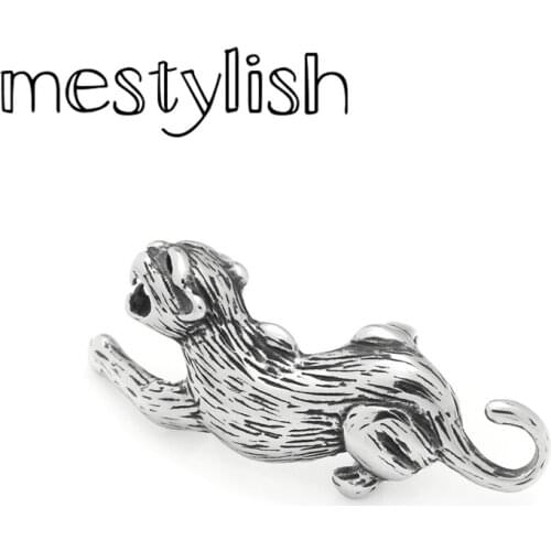 Mestylish 2pcs/lot New Arrival Stainless Steel Animal Leopard Retro Leopard Charms Fit DIY Handmade 12*6mm Leather Bracelet