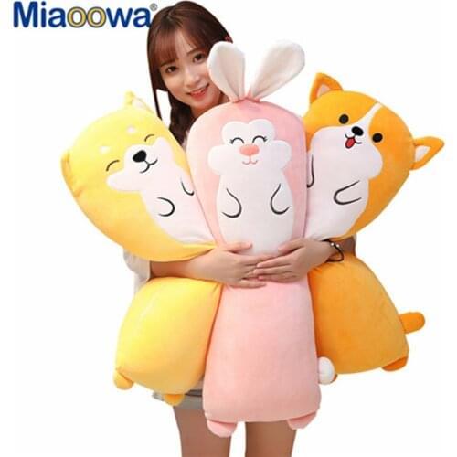 55-95cm Cute Shiba Inu Corgi Dog Rabbit Plush Toy Stuffed Soft Animal Long Pillow Christmas Gift for Kids Girls Kawaii Present