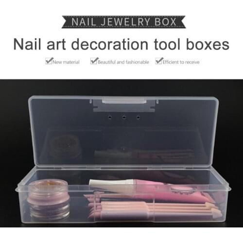 Manicure Storage Box Plastic Rectangle Nail Art Tool Holder Organizer Cuticle Pusher Polishing buffer files Strip Container