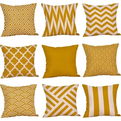 Mustard Pillow Case Yellow Geometric Fall Autumn Cushion Cover Decorative Housse De Coussin Throw Pillow Covers Funda Cojines