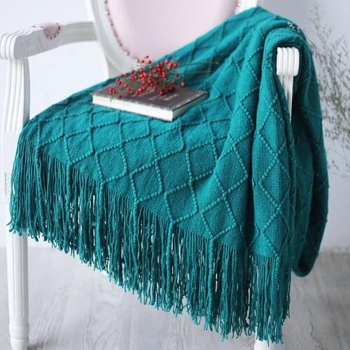 Nordic Knitted Blanket Bedding Sofa Lattice Travel Nap Blanket Soft And Comfortable Towel Bed Lattice Tapestry