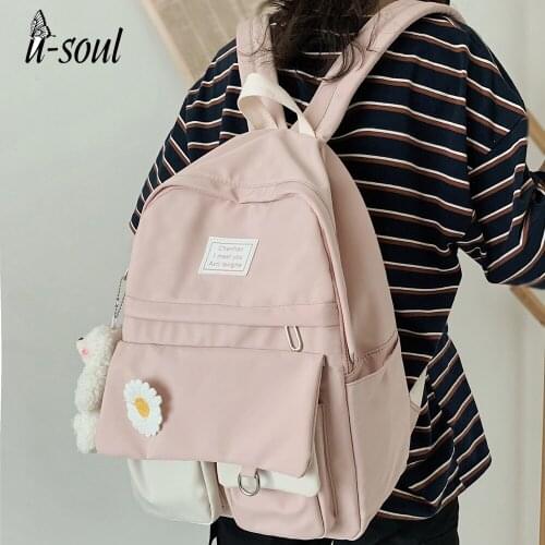 College Student Ladies Cute Fashion Backpack Women Flower Female Harajuku School Bags Book Kawaii Backpack Nylon Girl Trendy Bag