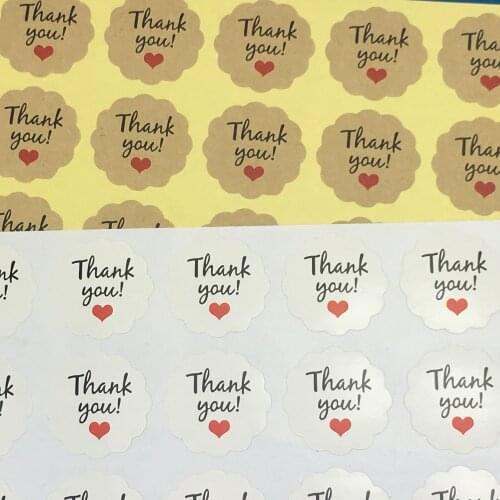 Kraft Sticker Label Thank You Love Self-adhesive Stickers Baking Seal Label Stickers For Handmade Gift/Cake/Gift 1200Pcs/Lot