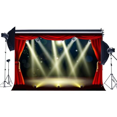 Stage Lights Hollywood Backdrop Red Curtain Bokeh Glitter Sequins Theater Photography Background