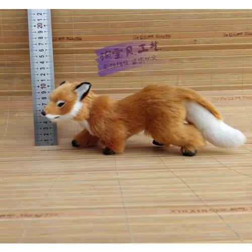 Cute simulation fox model resin&fur yellow fox model doll gift about 26x9x10cm 2556