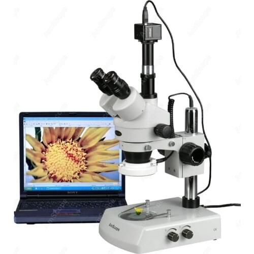 LED Trinocular Stereo Microscope--AmScope Supplies 3.5X-90X LED Trinocular Zoom Stereo Microscope + 3MP Digital Camera